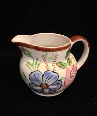 Blue Ridge Southern Potteries Pitcher Hand Painted Floral Porcelain Anne Pattern