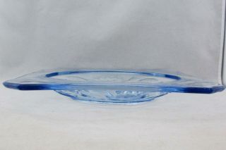 ART DECO BAGLEY PRESSED BLUE GLASS PLATE/DISH FISH & WATER LILIES 3123 4