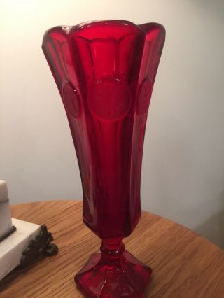 Vintage Fostoria Coin Dot Ruby Red Vase