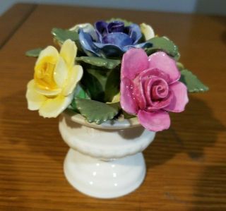 Vintage AYNSLEY England Flowers in Basket Fine Bone China Near 2
