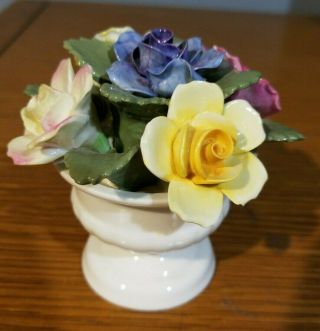 Vintage AYNSLEY England Flowers in Basket Fine Bone China Near 3