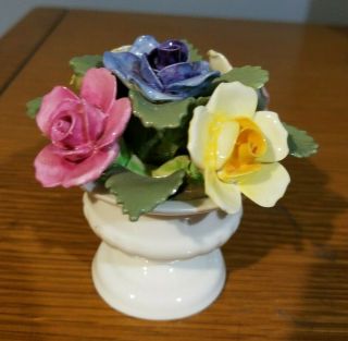 Vintage AYNSLEY England Flowers in Basket Fine Bone China Near 4