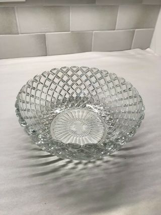 Vintage Anchor Hocking Crystal Waterford Waffle Serving Bowl 8 1/4 "