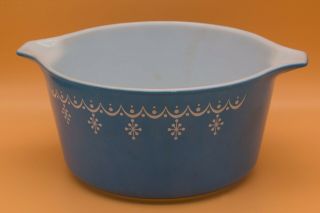 Vintage Pyrex Snowflake Blue Garland 473 Cinderella Casserole Dish,  No Lid
