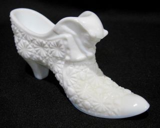 Vintage Decorative Opaque White Milk Glass Textured Shoe Slipper Boot Collect
