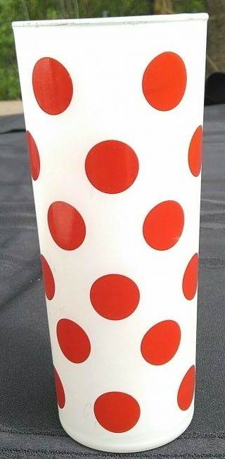 Anchor Hocking Red And White Dot Straight Glass 16 Oz.  Tumbler