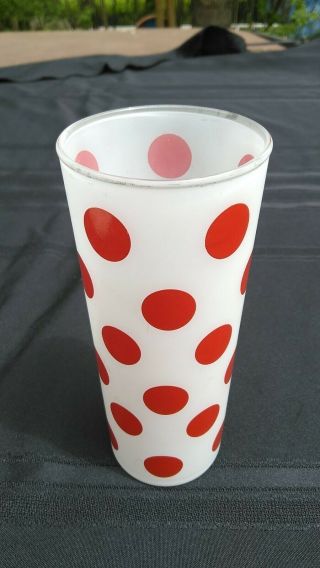 Anchor Hocking Red and White Dot Straight Glass 16 oz.  Tumbler 2