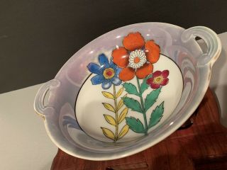 Vintage Hand Painted Lusterware Floral Noritake Bowl with Handles Japan EUC 5
