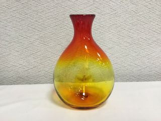 Vintage Mid Century Modern Blenko Amberina Glass Carafe Double Pinched Body 3