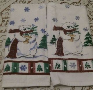 Pfaltzgraff Snow Bear Kitchen Dish Towels Set Of 2  O9