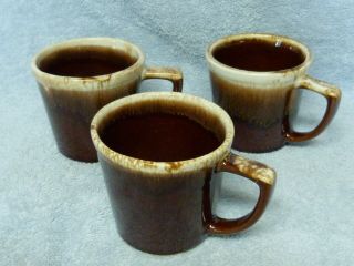 Three Vintage Mccoy Brown Drip Coffee Mugs