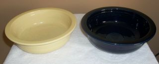 2 Vintage Homer Laughlin Fiesta Ware 8.  5 " Serving Bowls Yellow And Blue