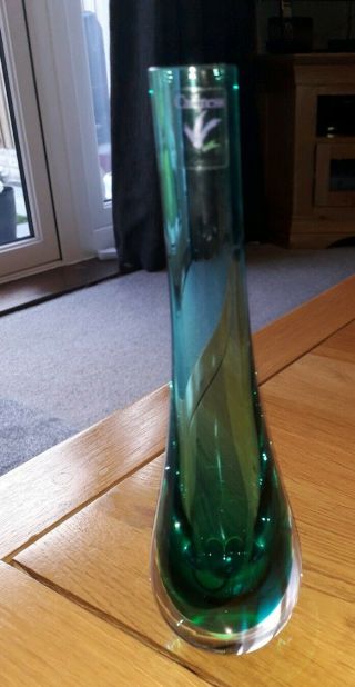 Caithness Teardrop Vase Blueish Green 7.  5 Inches