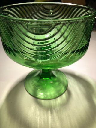 Vintage Glass E.  O.  Brody Co.  Cleveland 138 Pedestal Green Compote Bowl Dish