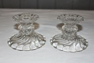 Fostoria " Colony " Candle Holders Pair Good Pre - Owned