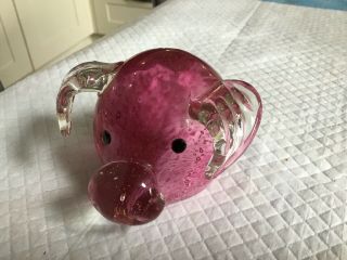 Art Glass Pink Pig Figure Paperweight
