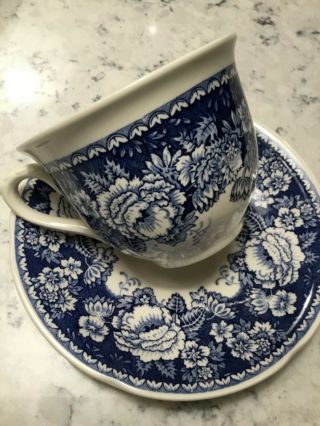 Mason’s Blue & White Crabtree and Evelyn Lg Tea Cup and Saucer Blue & White 3