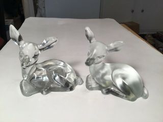 2 Fenton Clear/frost Crystal Signed Deer/fawn Figurines “pristine Condition”