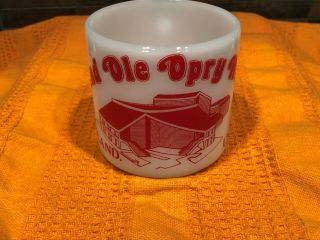 Vintage Grand Ole Opry House Federal White Milk Glass Mug Cup Opryland