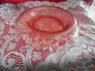 Anchor Hocking Swirl Optic Rolled Edge Pink Depression Center Bowl