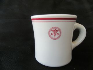 Vintage 1950 Us Army Medical Dept Diner Coffee Mug Shenango China Usa Red 3 1/2 "