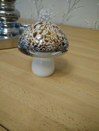 Wedgewood Brown Glass Mushroom.  1970s.  Heavy 4 " High