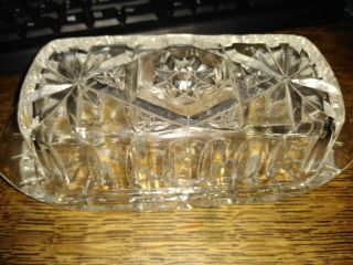 Vintage Cut Depression Glass Butter Dish With Lid