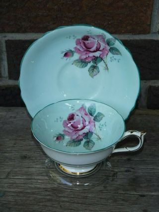 Paragon Cup And Saucer With Large Pink Cabbage Rose