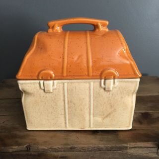 Vintage Mccoy Pottery Ceramic Lunch Box Cookie Jar Usa 357
