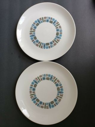 Set Of 2 Canonsburg Temporama Pottery 10 " Dinner Plates Vintage Mid Century