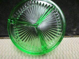 Candy Dish Green Uranium Depression Glass Divided With Basket Carrier
