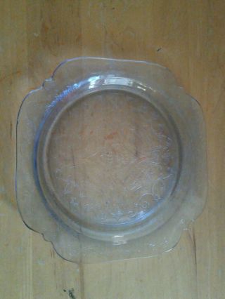 Vintage Depression Glass Blue Madrid Dinner Plate 10 1/2 " Square Beauty Exc -