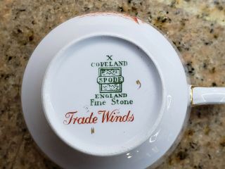 Red Copeland Spode England Trade Winds London Shape Cups and Saucers Set of 4 3