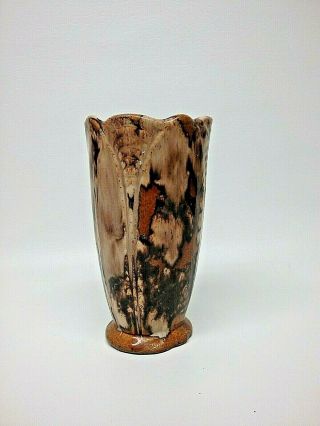 Vintage Brush Mccoy Brown Onyx Drip Vase 8 1/4 " Mold 521 Earthy Tones