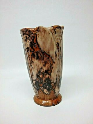 Vintage Brush McCoy brown Onyx drip Vase 8 1/4 