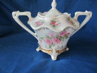 Rs Prussia Footed Lidded Sugar Bowl Red Star