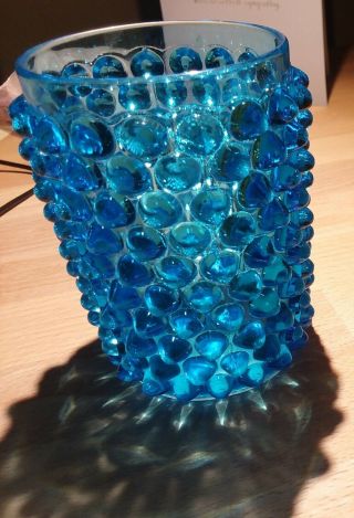 Vintage Fenton Glass Blue Opalescent Hobnail Juice Water 4 " Tumbler