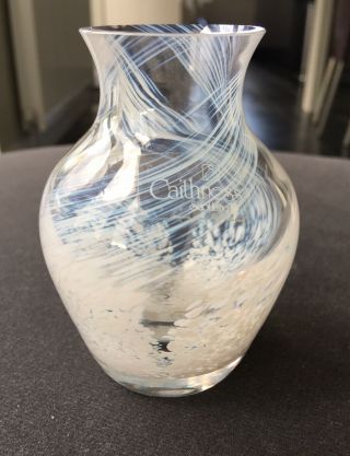Fine Vintage Caithness Bud Vase,  Delicate Blue/white Swirl