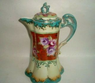 Vintage R S Prussia Floral Design Chocolate Or Coffee Pitcher