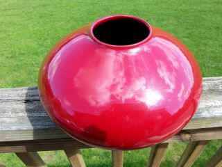 Amano Germany Art Pottery Flower Squat Vase Ox Blood Dark Red Maroon Planter 3