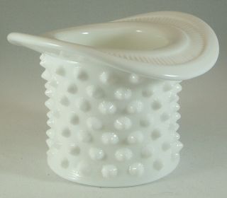 Fenton Milk Glass Hobnail Glass Top Hat Vase,  Votive Candle or Toothpick Holder 2