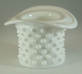 Fenton Milk Glass Hobnail Glass Top Hat Vase,  Votive Candle or Toothpick Holder 4