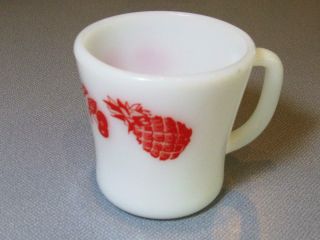 Vintage Federal White Milkglass Mug W/ Red Strawberry Cherry Apple Fruit