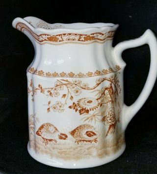 Vintage Furnivals Quail Brown Porcelain Milk Pitcher Jug - Made In England