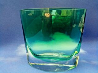 Krosno Green Crystal Vase Made In Nordsrom Poland,  With Label