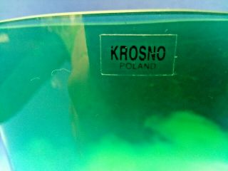 KROSNO GREEN CRYSTAL VASE MADE IN NORDSROM POLAND,  WITH LABEL 2