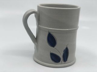 Williamsburg Pottery Salt Glaze Mini Mug (s) Cobalt Blue 3 - 1/2 " Blue Leaves