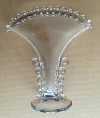 Art Deco 8.  5” Candlewick Clear Imperial Fan Shape Glass Vase Vintage Gift