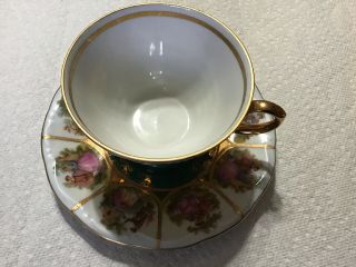 Jk Carlsbad Decor Bavaria Germany Tea Cup Saucer Love Story Gold Courting Couple