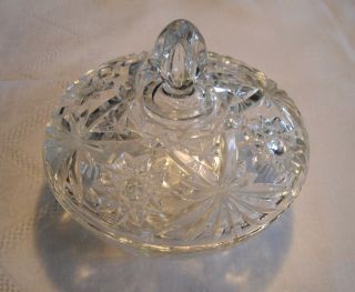 Vintage Anchor Hocking Prescut Eapc Star Of David Clear 7 " Glass Candy Dish Lid